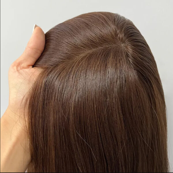 14 inch Short Brown Silk Top Jewish Wig FD106 - Image 5