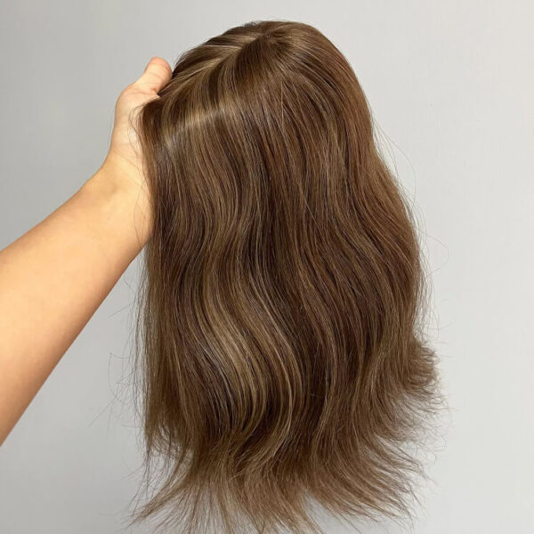 14 inch Brown Jewish wig with Highlight FD101 - Image 4