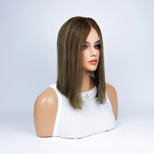 16 inch Dark Brown with Light Brown Highlight Lace Top Wigs FD010 - Image 5