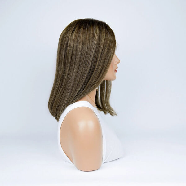 16 inch Dark Brown with Light Brown Highlight Lace Top Wigs FD010 - Image 4