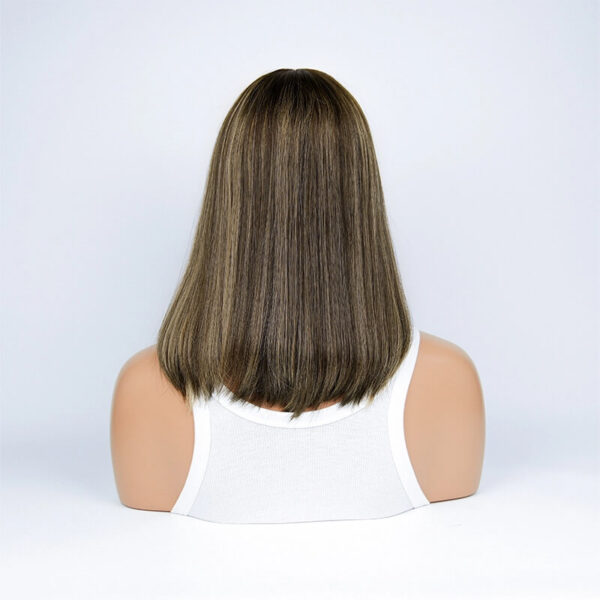 16 inch Dark Brown with Light Brown Highlight Lace Top Wigs FD010 - Image 3