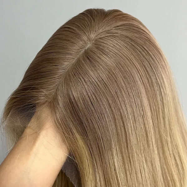 16 inch Blonde Silk Top Wigs with Dark Root FD108 - Image 5