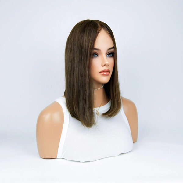 16 inch Brown Lace Top Wigs with Light Brown Highlight FD012 - Image 2