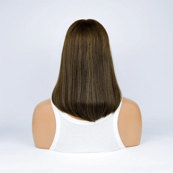 16 inch Brown Lace Top Wigs with Light Brown Highlight FD012 - Image 4