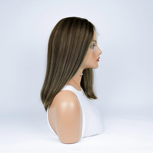 18 inch Remy Hair Grey Lace Top Wigs FD014 - Image 2