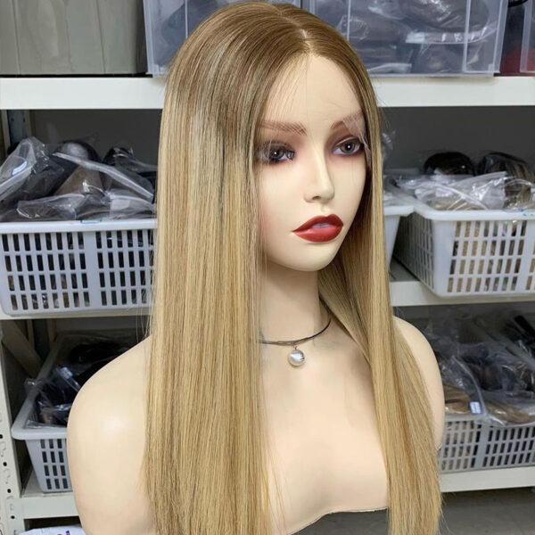 20 inch Blonde Lace Top Wigs with Dark Root FD030