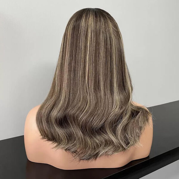 20 inch Brown Lace Top Wig with Highlight and dark Root FD025
