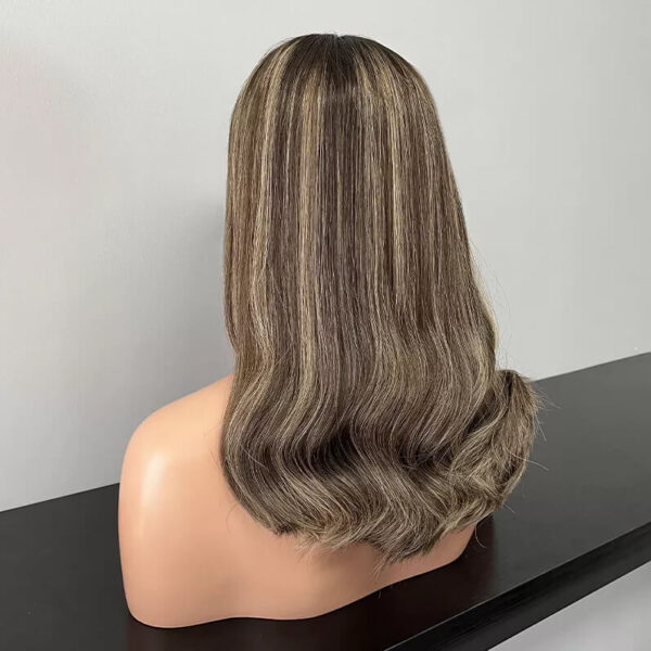 20 inch Brown Lace Top Wig with Highlight and dark Root FD025 - Image 2