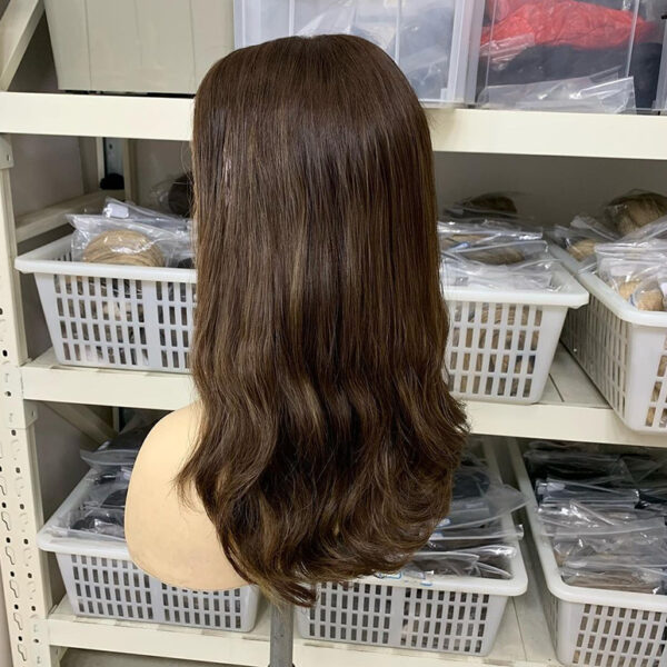 20 inch Dark Brown Virgin Remy Hair Lace Top Wig with Highlight FD031 - Image 4