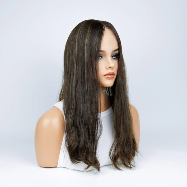 22 inch Black hair with Brown Highlight Lace Top Wigs FD007 - Image 2