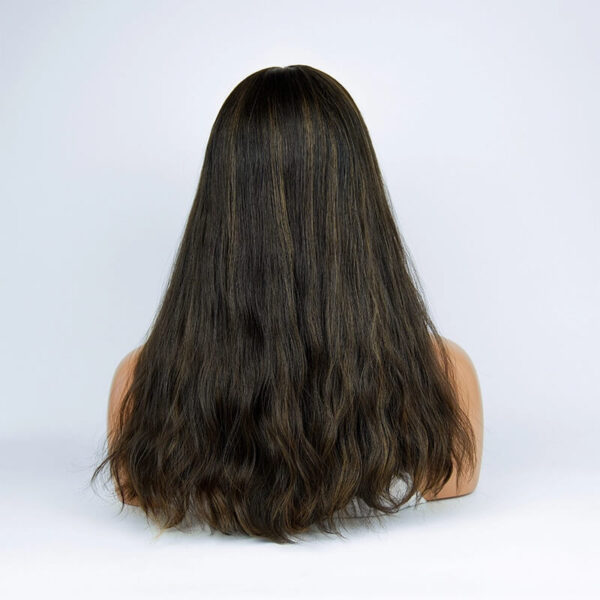 22 inch Black hair with Brown Highlight Lace Top Wigs FD007 - Image 4