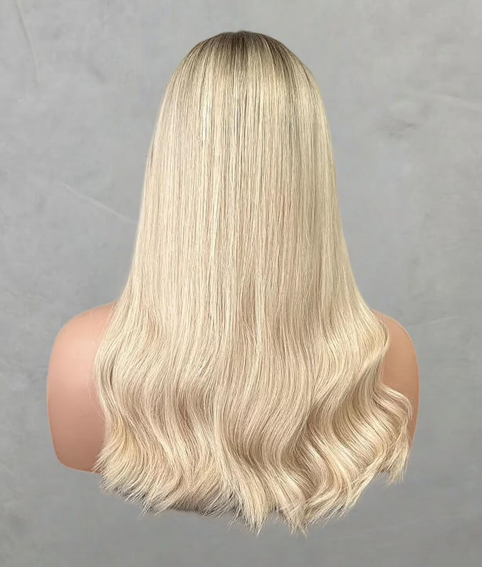22 inch Blonde with Dark Root Lace Top Wigs FD024