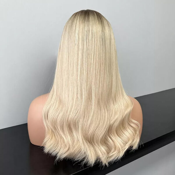 22 inch Blonde with Dark Root Lace Top Wigs FD024
