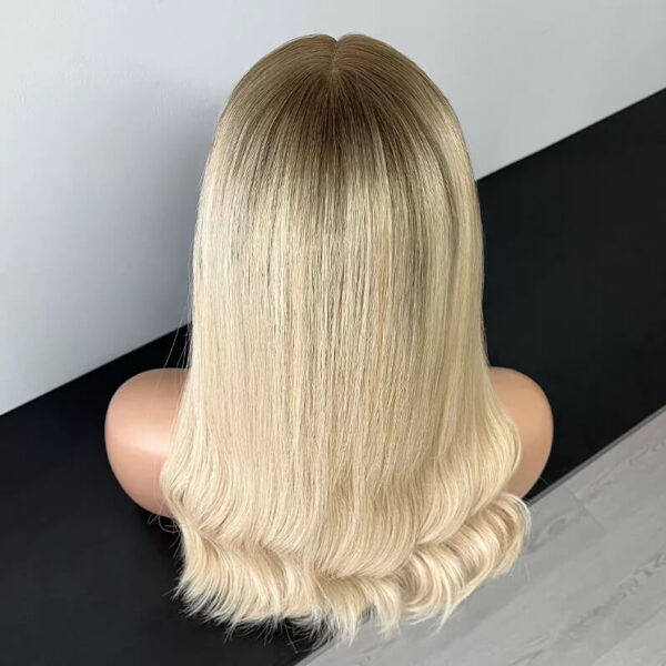 22 inch Blonde with Dark Root Lace Top Wigs FD024 - Image 4
