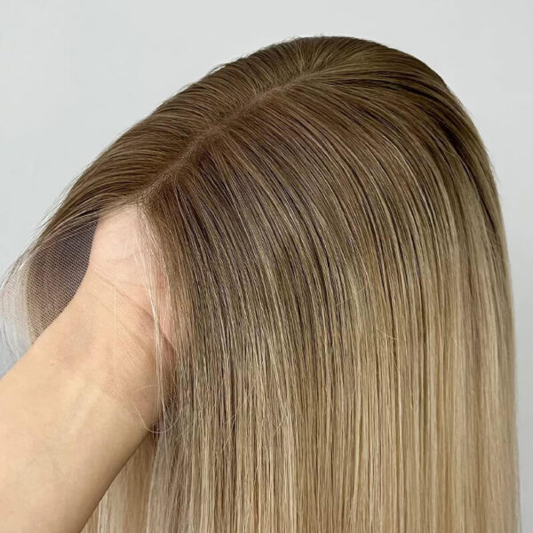 22 inch Blonde with Dark Root Lace Top Wigs FD024 - Image 5
