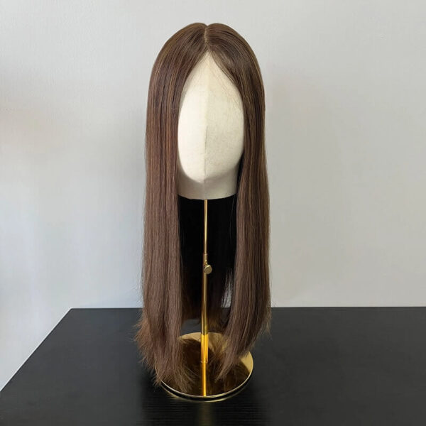 22 inch Remy Hair Ombre Black to Brown Lace Top Wigs FD016