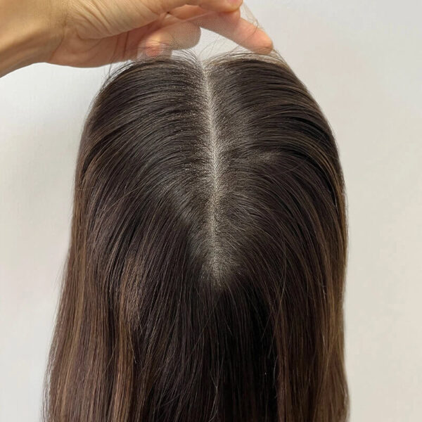 22 inch Remy Hair Ombre Black to Brown Lace Top Wigs FD016 - Image 5