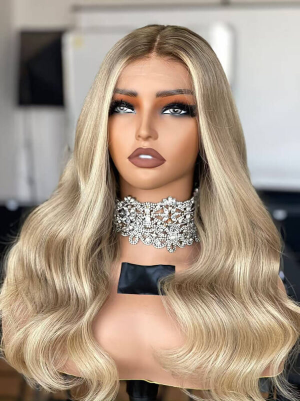 22 inch Virgin Hair Blonde Balayage Lace Front Wigs