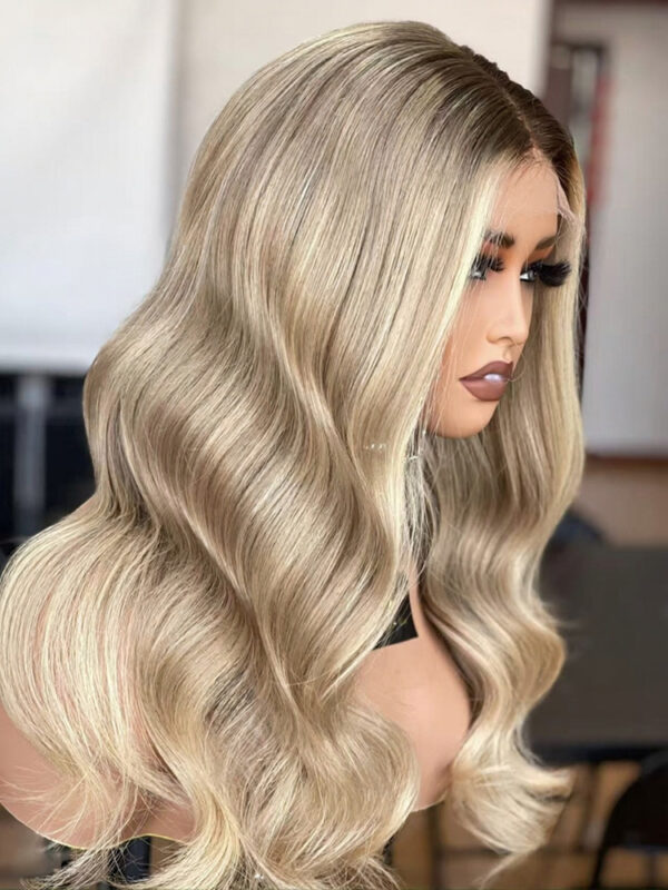22 inch Virgin Hair Blonde Balayage Lace Front Wigs - Image 3