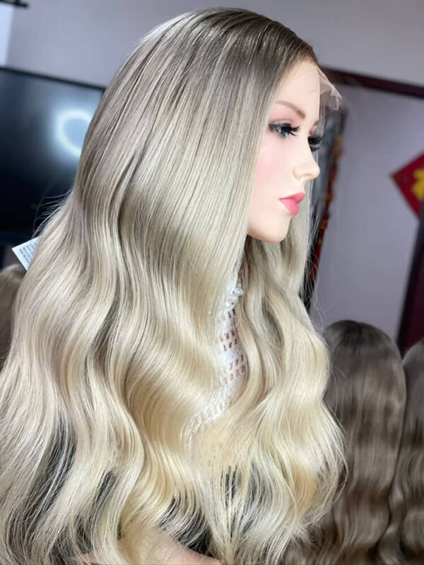 22 Inch Virgin Hair Wave Balayage Lace Front Wigs