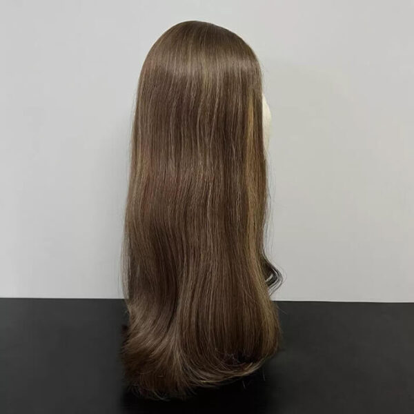 24 inch Chocolate Brown Silk Top Wigs with Blonde Highlight FD104 - Image 3