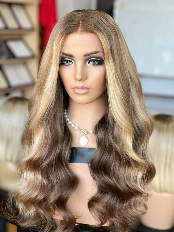 24 inch Virgin Hair Brown Balayage Lace Front Wigs