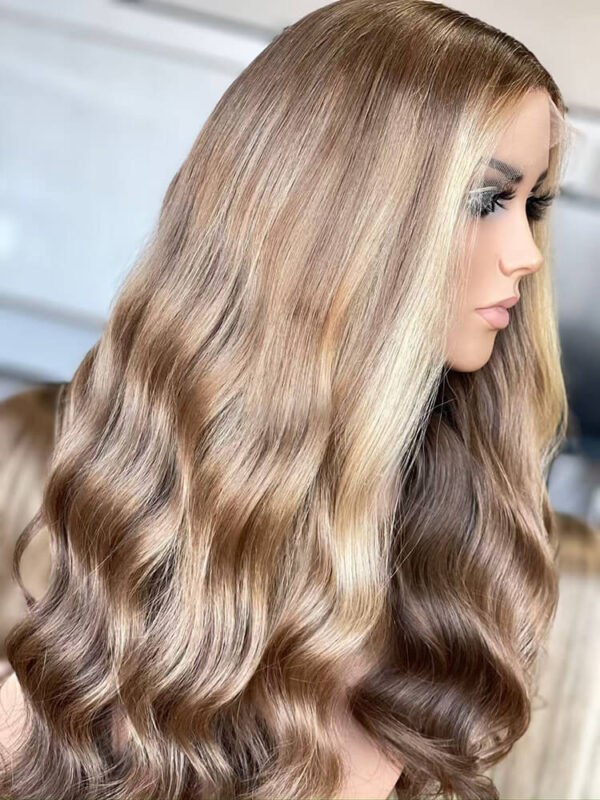 24 inch Virgin Hair Brown Balayage Lace Front Wigs - Image 2