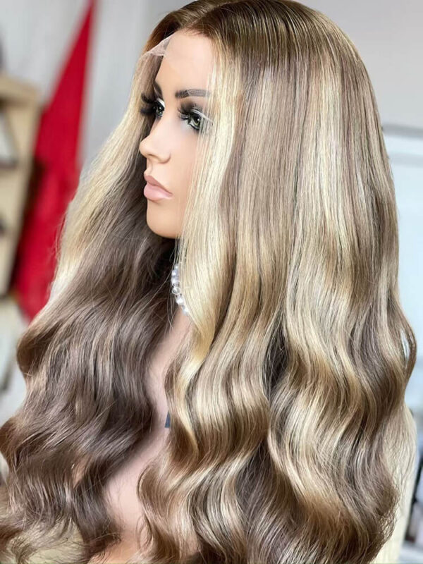 24 inch Virgin Hair Brown Balayage Lace Front Wigs - Image 3