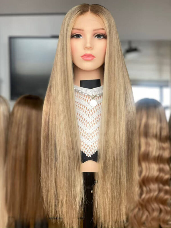 24 inch Brown Balayage Virgin Hair Lace Front Wigs
