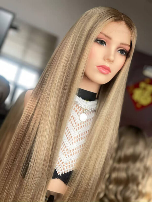 24 inch Brown Balayage Virgin Hair Lace Front Wigs - Image 2