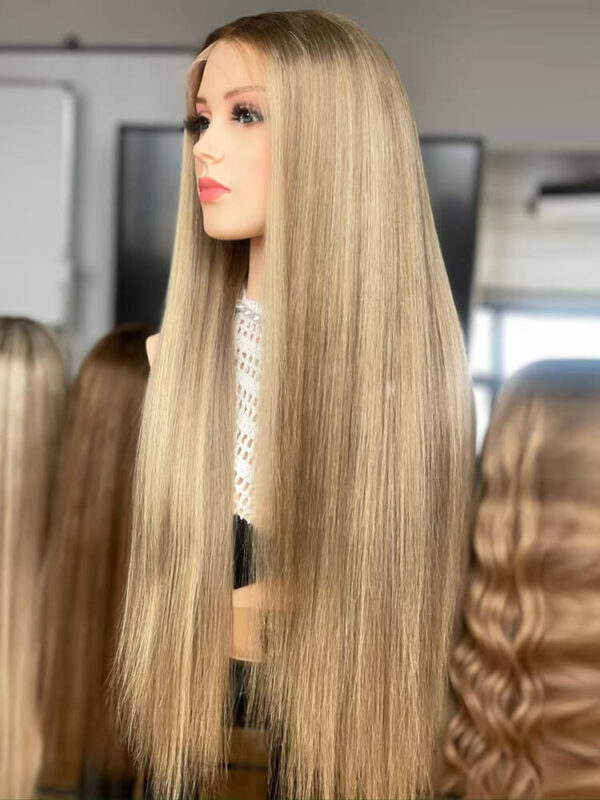 24 inch Brown Balayage Virgin Hair Lace Front Wigs - Image 3