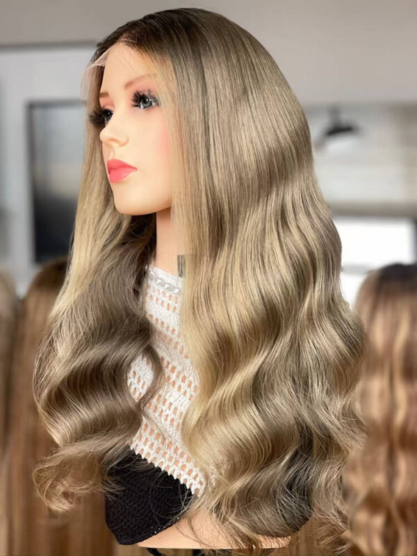 24 inch Virgin Hair Ash Brown Balayage Lace Front Wigs - Image 2