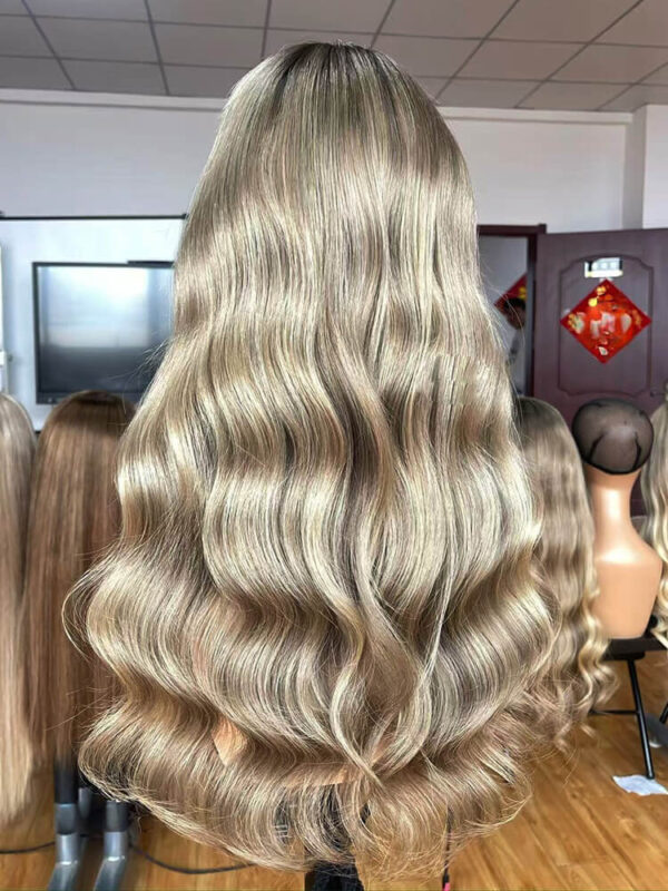 24 inch Virgin Hair Ash Brown Balayage Lace Front Wigs - Image 3