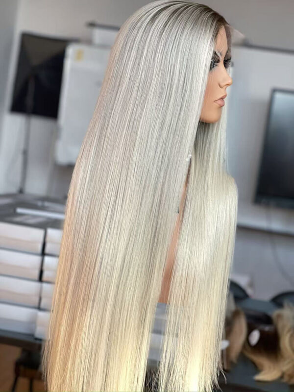 28 inch Extra long Blonde Lace Front Wigs with Dark Root - Image 2