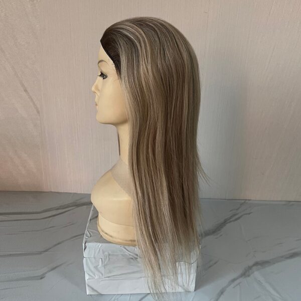 Blonde Virgin Hair Band Fall Wigs with Dark Root - Image 5