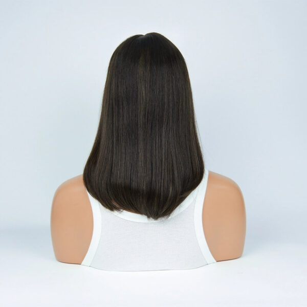 16 inch Black Color with Rrown Highlight Lace Top Wigs FD002 - Image 3
