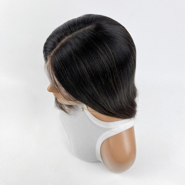 16 inch Black Color with Rrown Highlight Lace Top Wigs FD002 - Image 4