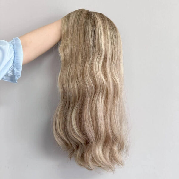 22 inch Blonde with Highlight and Dark Root Lace Top Wigs FD006