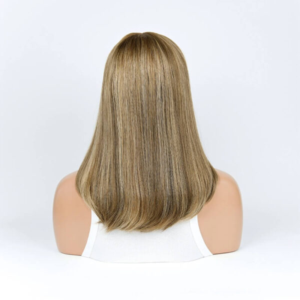16 inch Brown with Blonde Highlight Dark Root Lace Top Wigs FD005 - Image 2