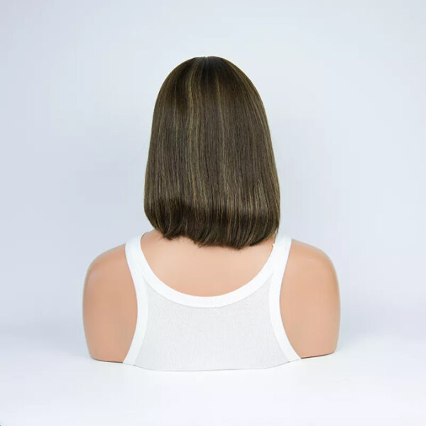 12 inch Short Brown Jewish Silk Top Wigs with Highlight FD109 - Image 4