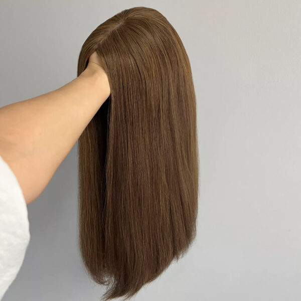 20 inch Medium Brown Silk Top Wigs for Women FD110 - Image 4