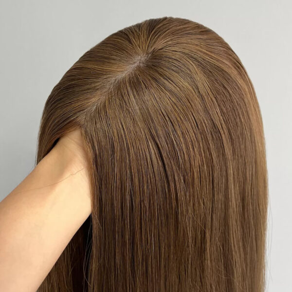 20 inch Medium Brown Silk Top Wigs for Women FD110 - Image 5