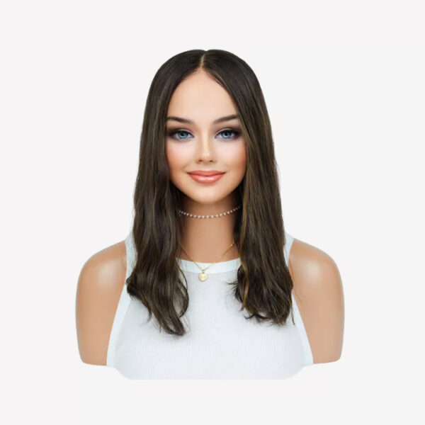 18 inch Dark Brown Wave Jewish Wigs with Highlight FD111