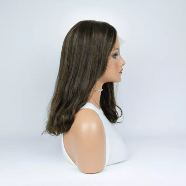 18 inch Dark Brown Wave Jewish Wigs with Highlight FD111 - Image 2