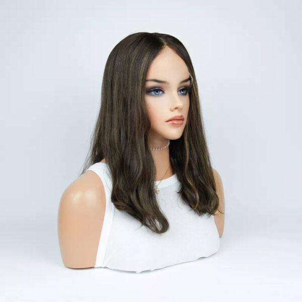 18 inch Dark Brown Wave Jewish Wigs with Highlight FD111 - Image 3