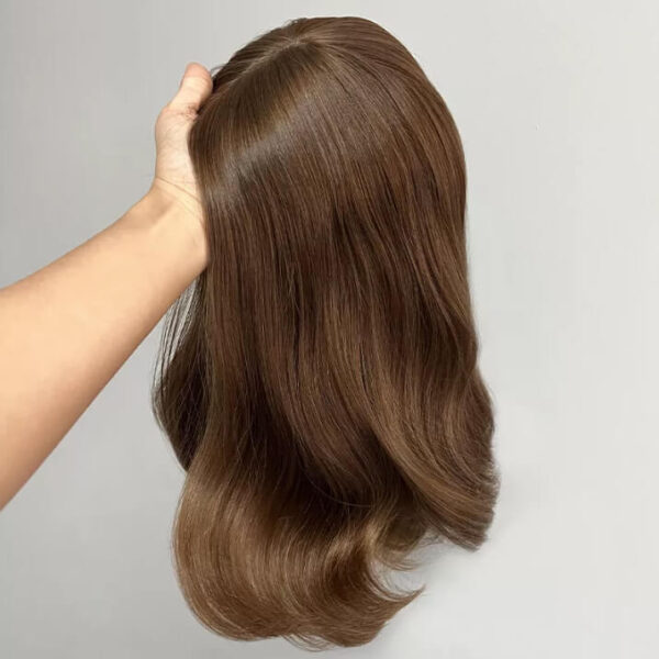 16 inch Brown Jewish Wigs with Dark Root FD012 - Image 6