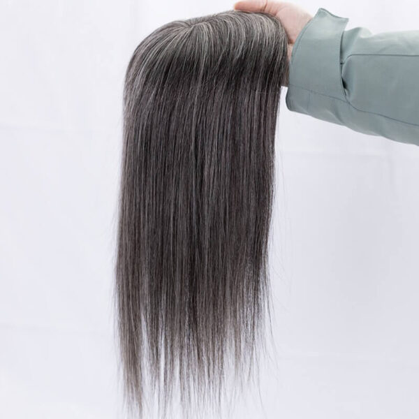 Mixed Black with White Silk Hair Topper ST001