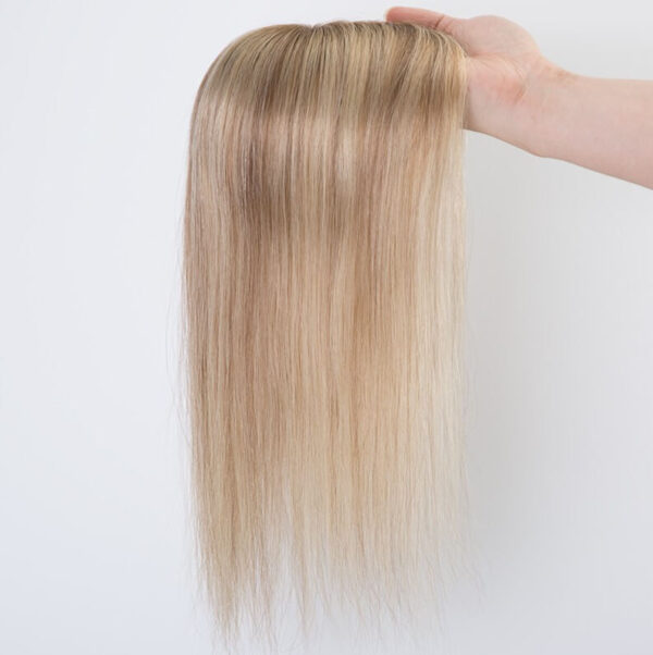 613 Blonde Mono Hair Topper with Brown Root and Highlight MT011