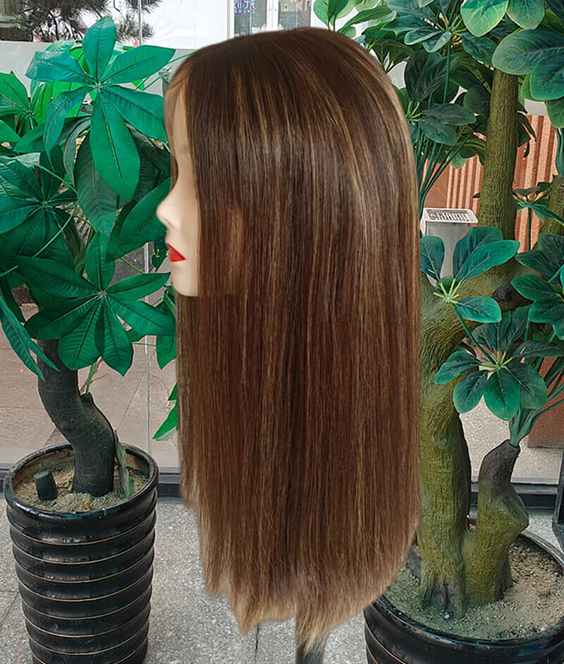 20 inch Chocolate Brown Lace Wigs with Highlight FD009