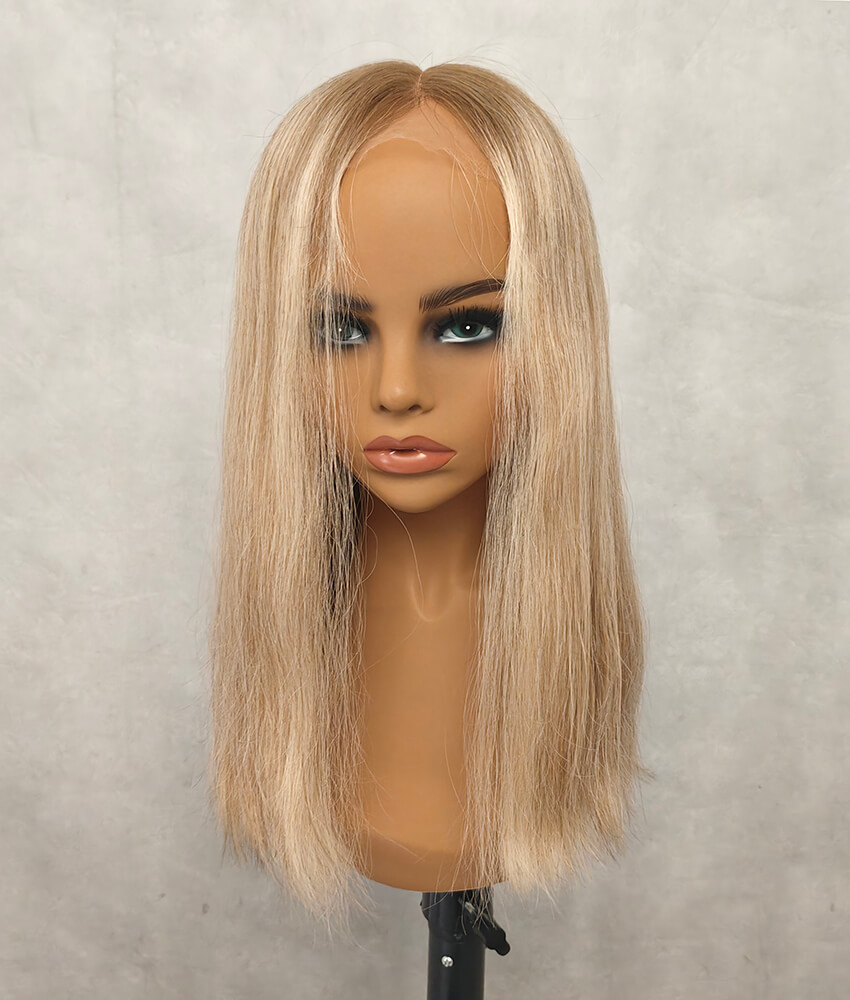18 inch Camel Blonde Lace Top Wigs for White Women FD038-2
